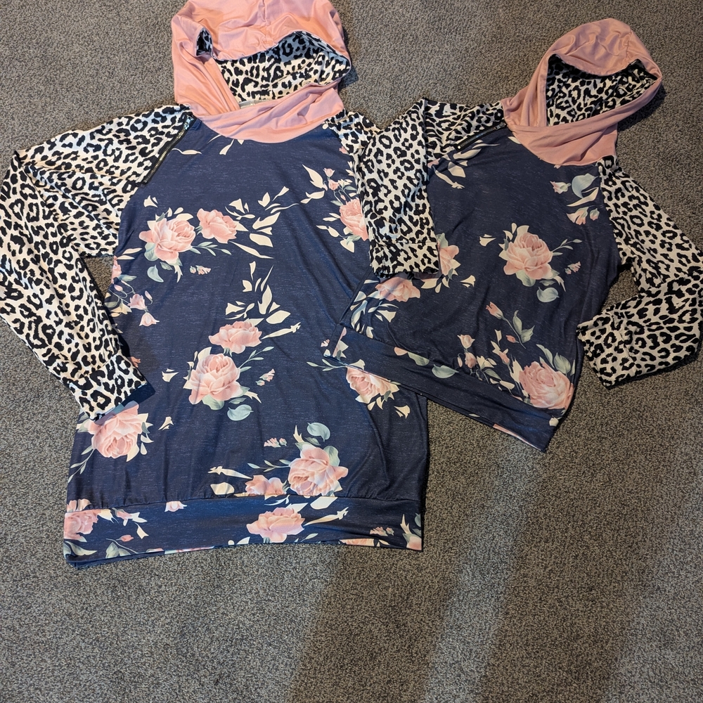 Floral and Leopard Print Kids Hoodie